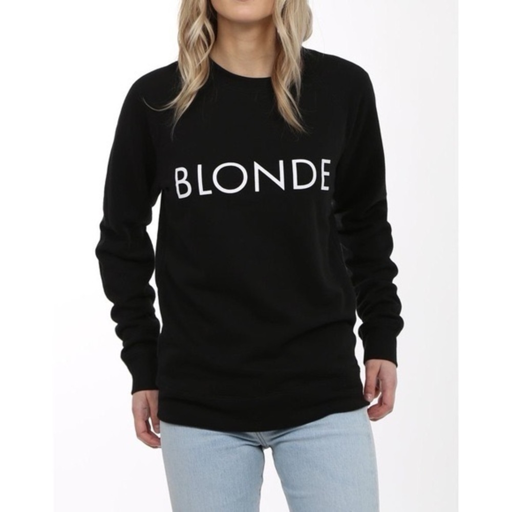 Brunette the label Black Crew Neck Sweater with 'Blonde' Print